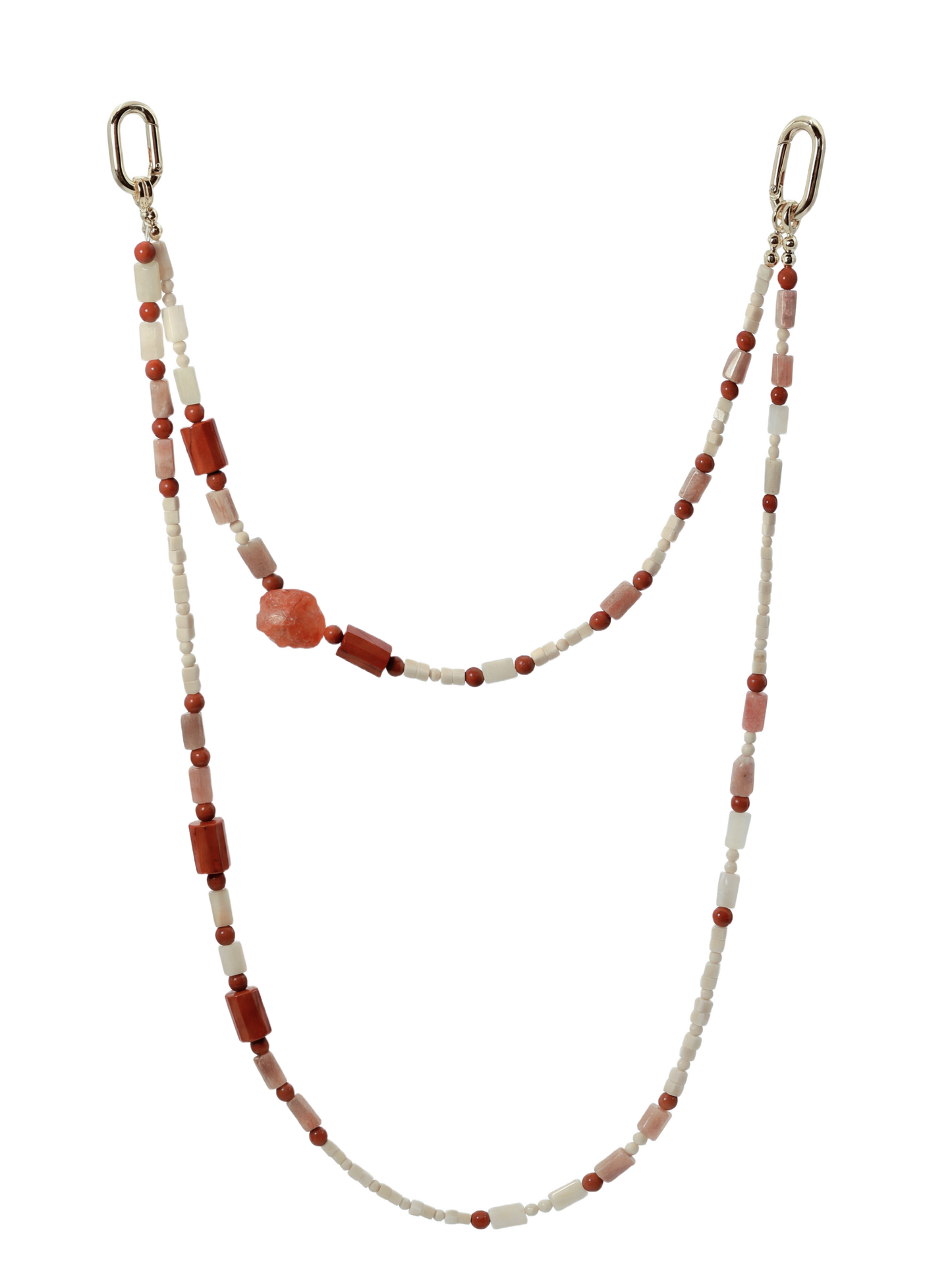Red Agate & Quartz · Red / Ivory hands-free chain G20