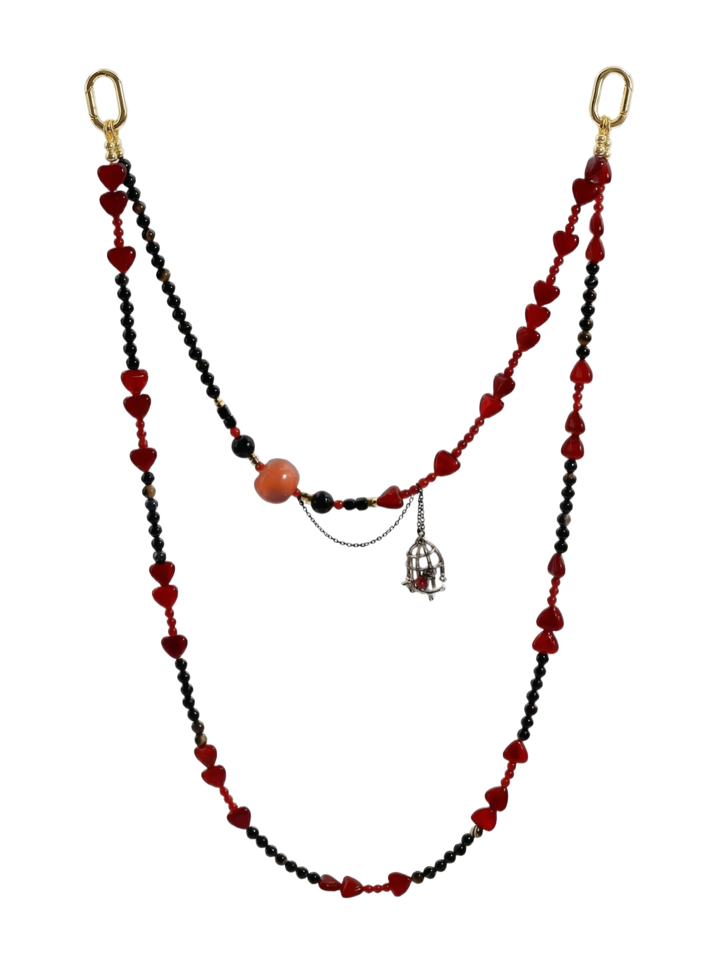 Red Agate & Garnet · Crimson hands-free chain G03