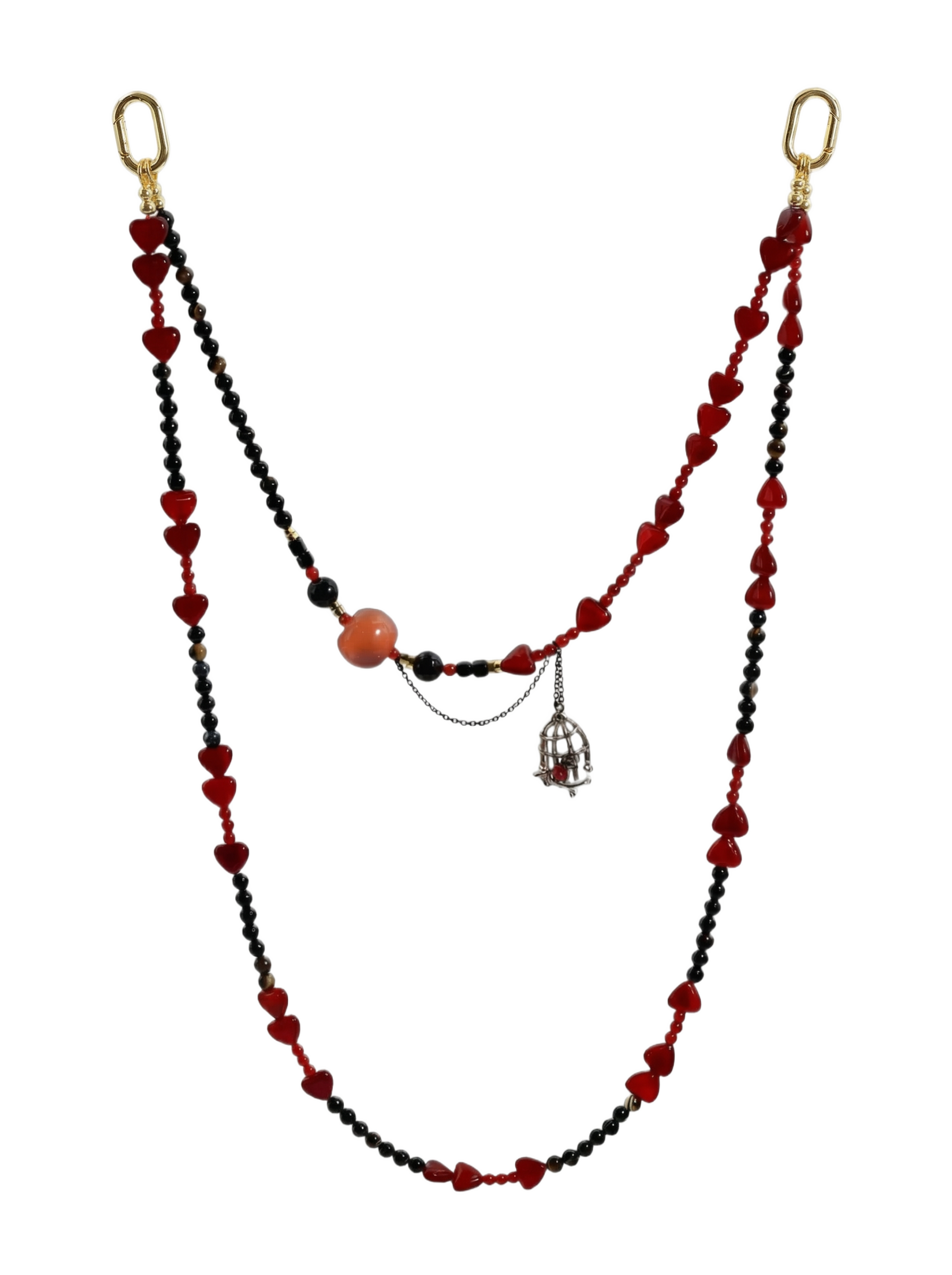 Red Agate & Garnet · Crimson hands-free chain G03