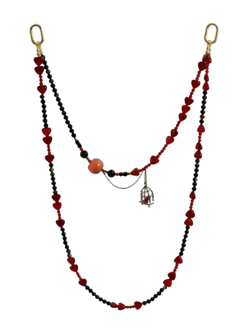 Red Agate & Garnet · Crimson hands-free chain G03