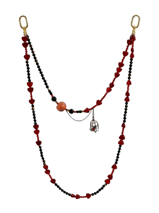 Red Agate & Garnet · Crimson hands-free chain G03