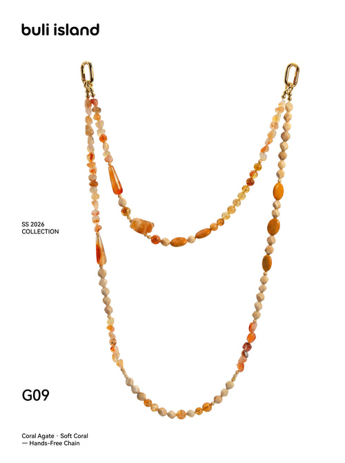 Coral Agate · Soft Coral — Hands-Free Chain