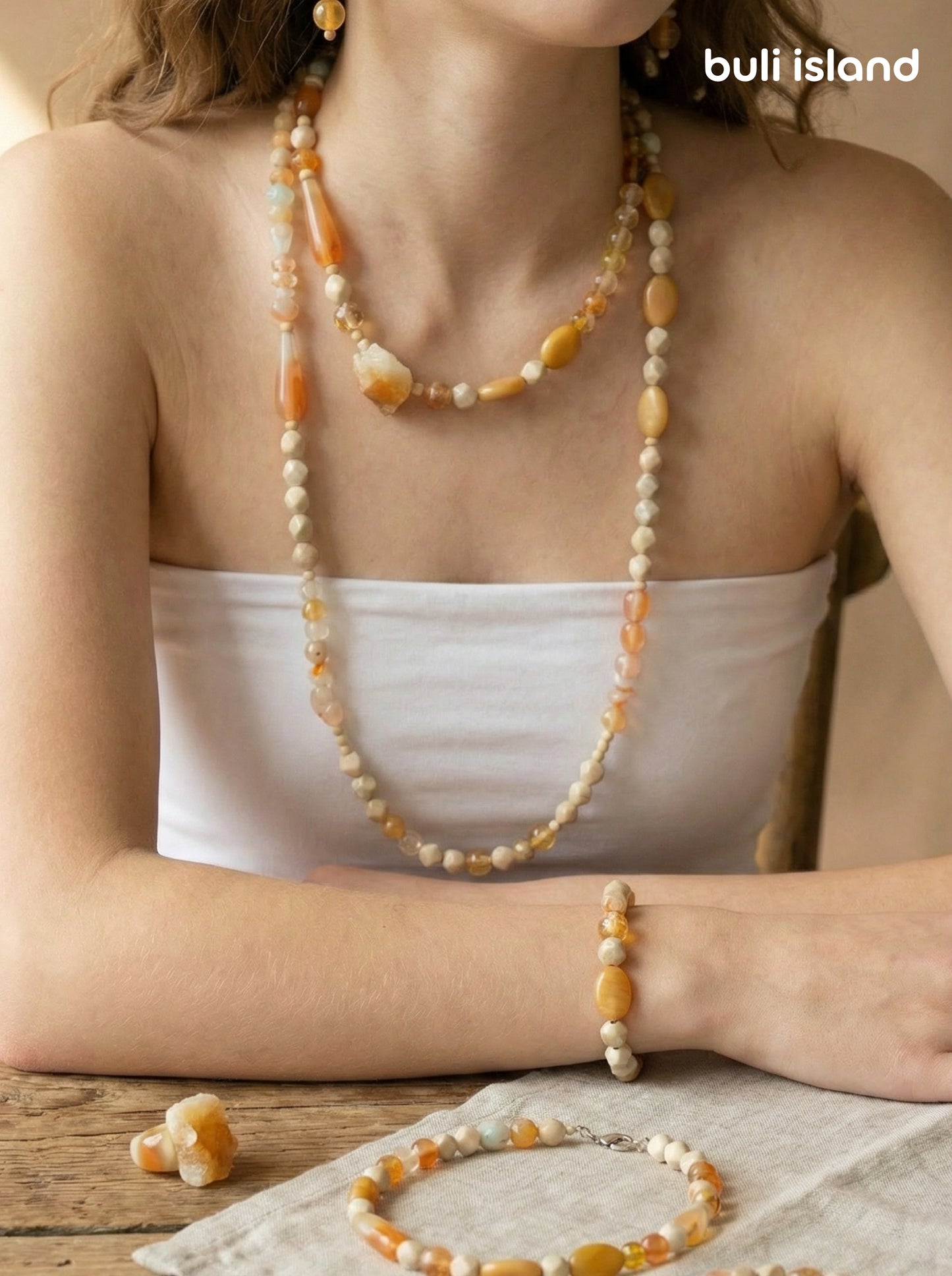 Coral Agate · Soft Coral — Hands-Free Chain