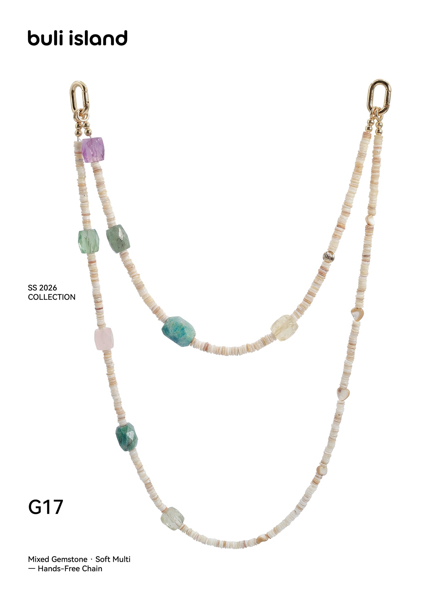 Mixed Gemstone · Soft Multi — Hands-Free Chain