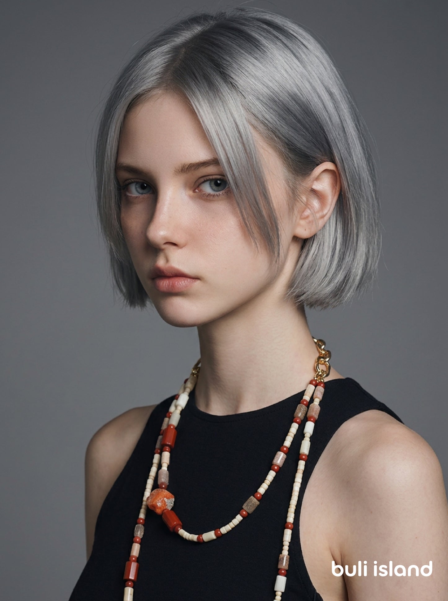 Red Agate & Quartz · Red / Ivory — Hands-Free Chain