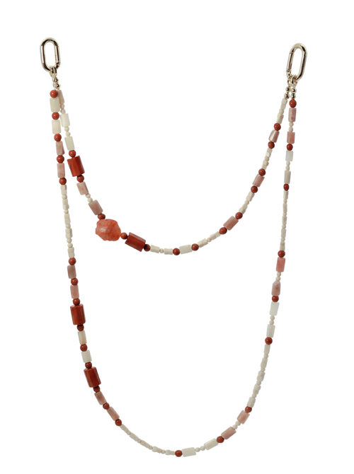 Red Agate & Quartz · Red / Ivory hands-free chain G20