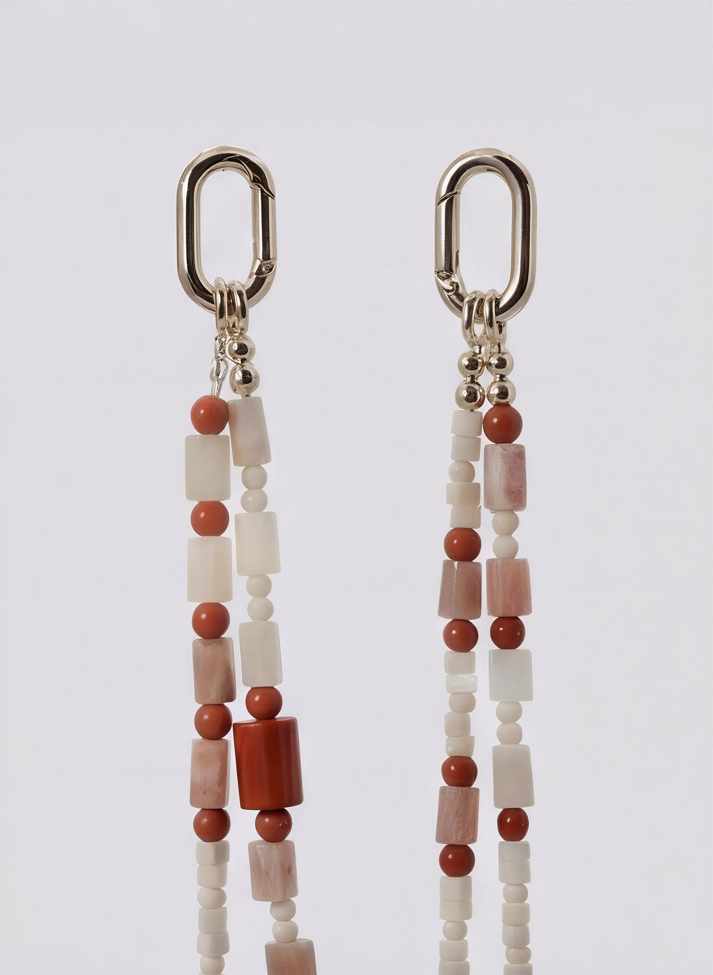 Red Agate & Quartz · Red / Ivory — Hands-Free Chain