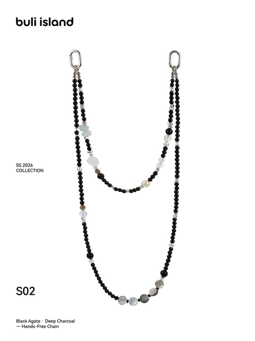 Black Agate · Deep Charcoal — Hands-Free Chain