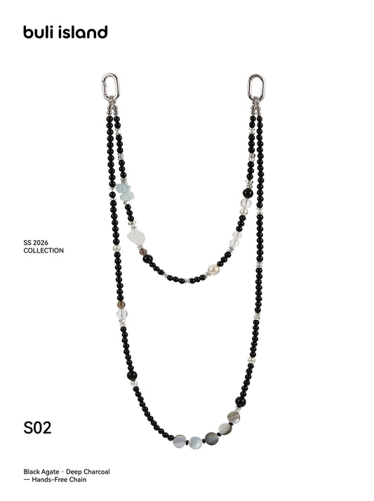 Black Agate · Deep Charcoal — Hands-Free Chain