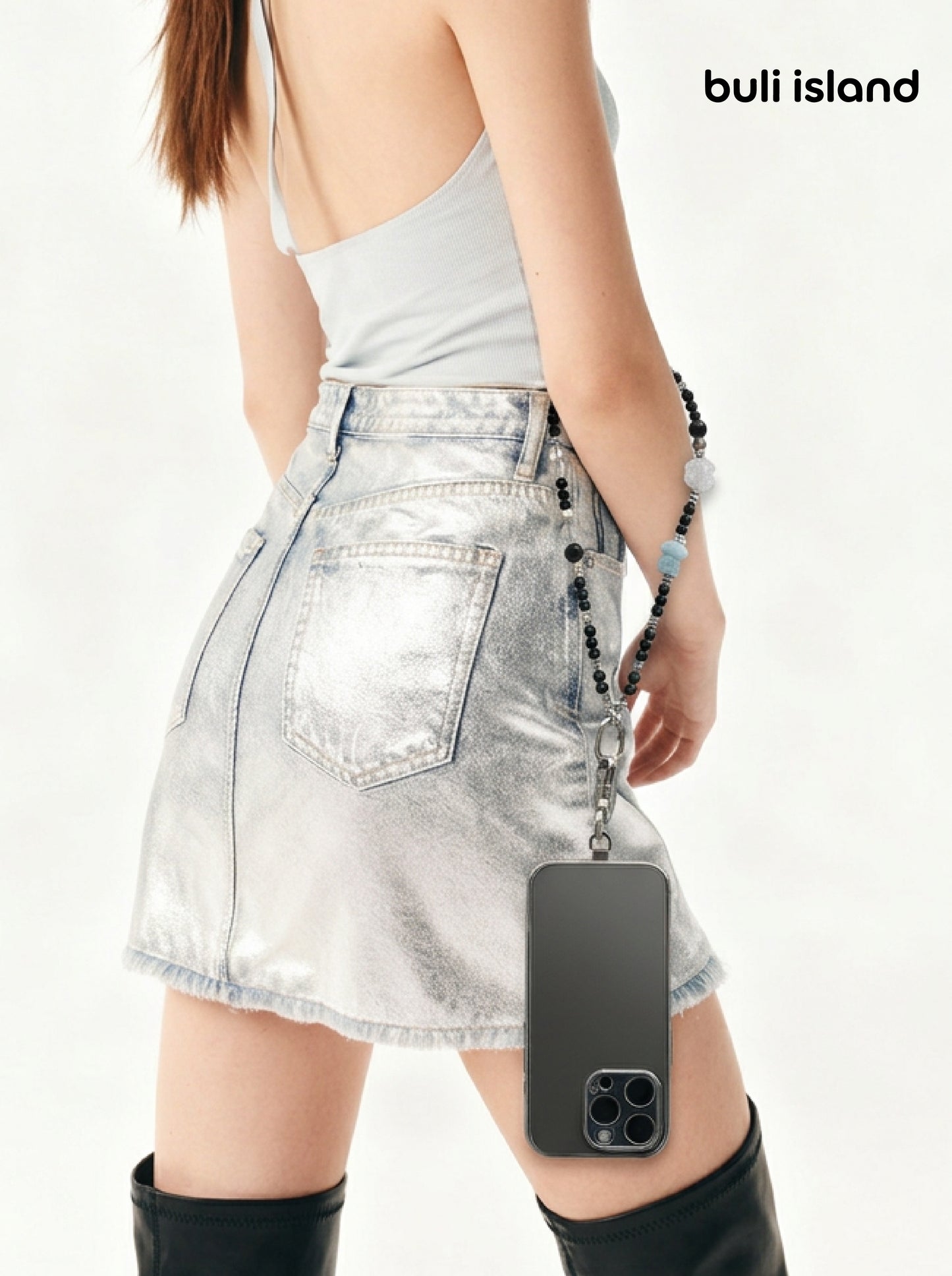 Black Agate · Deep Charcoal — Hands-Free Chain