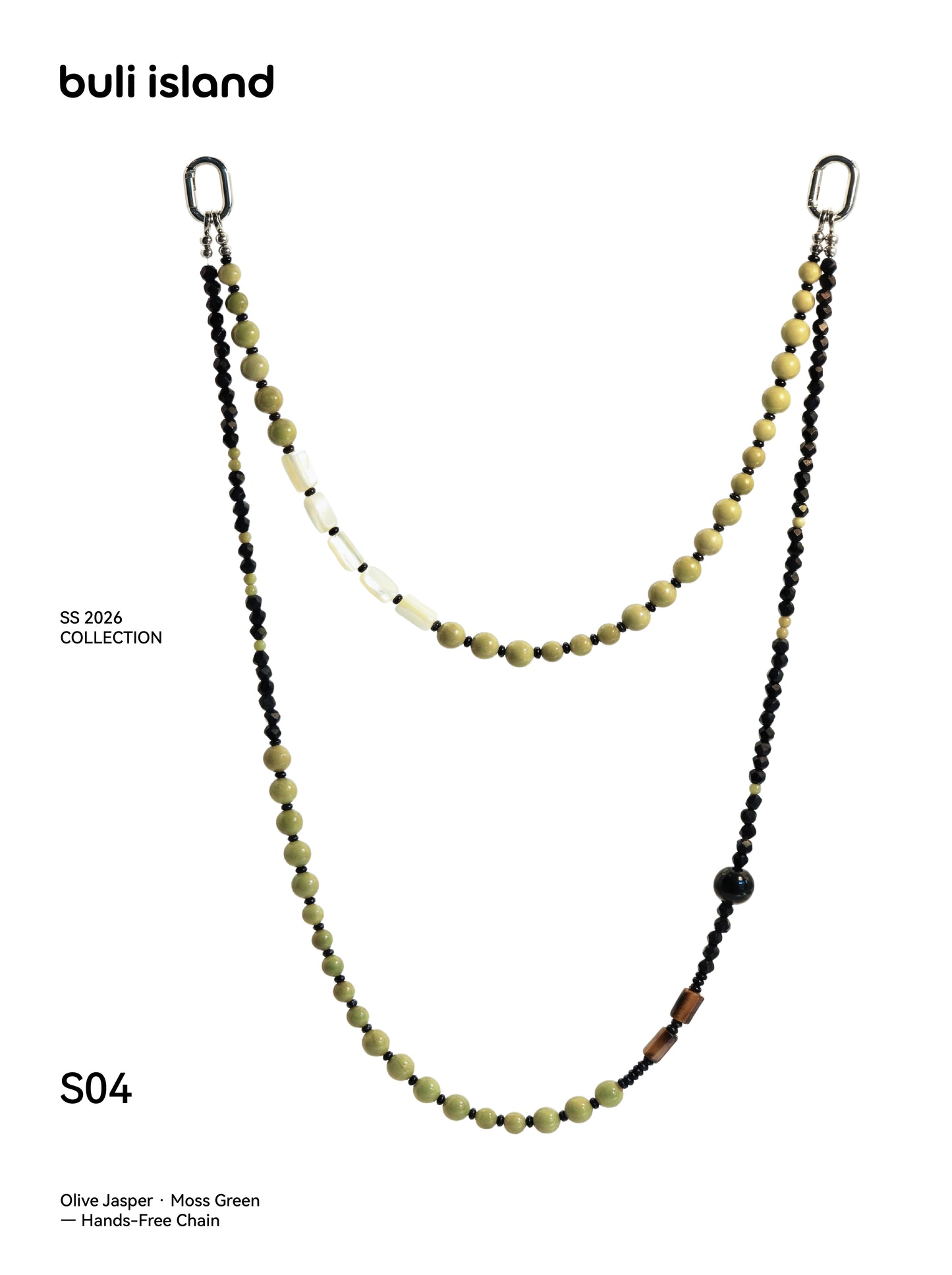 Olive Jasper · Moss Green — Hands-Free Chain