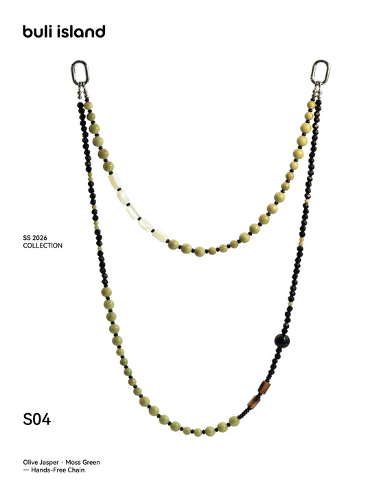 Olive Jasper · Moss Green — Hands-Free Chain