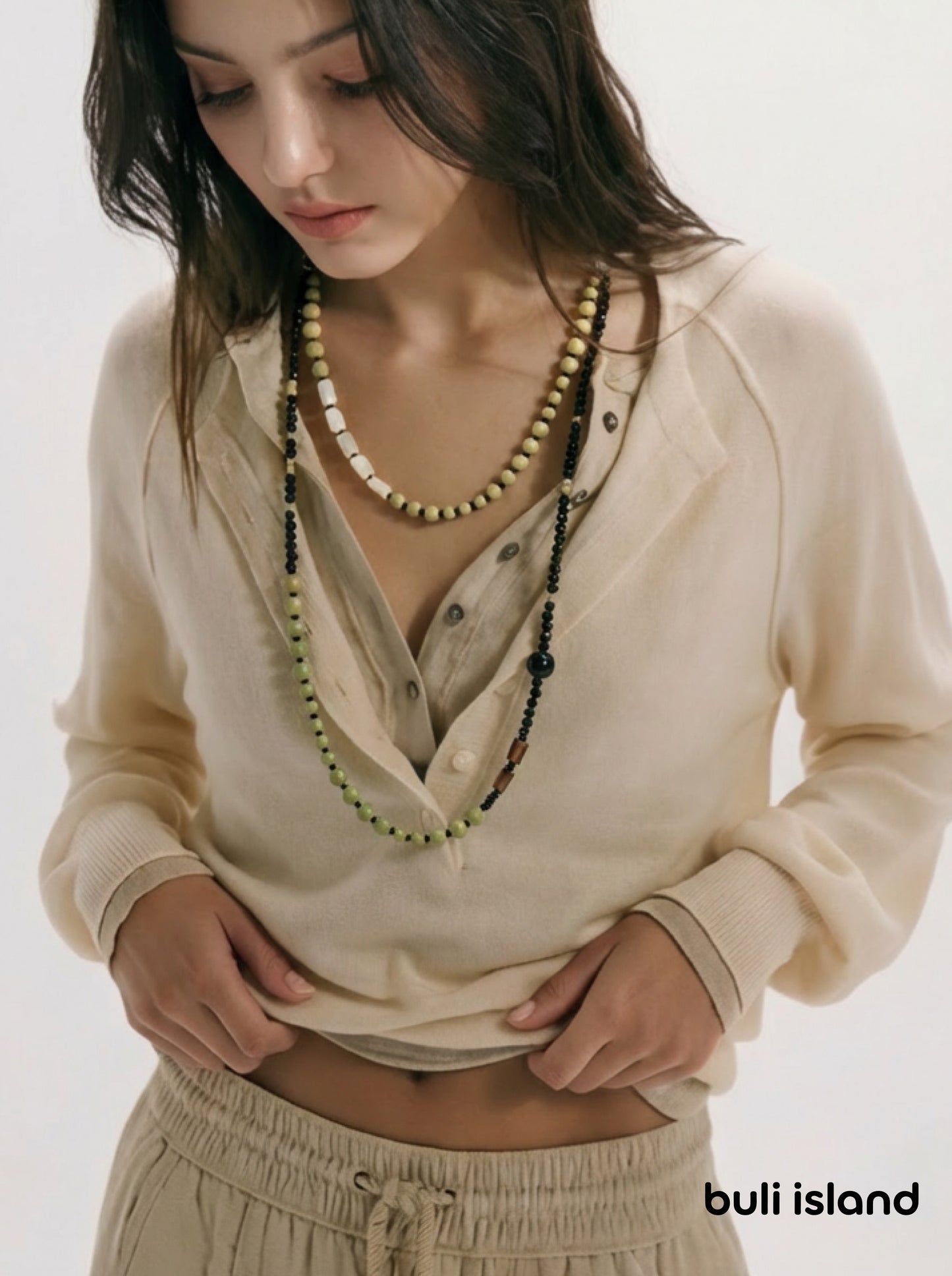 Olive Jasper · Moss Green — Hands-Free Chain