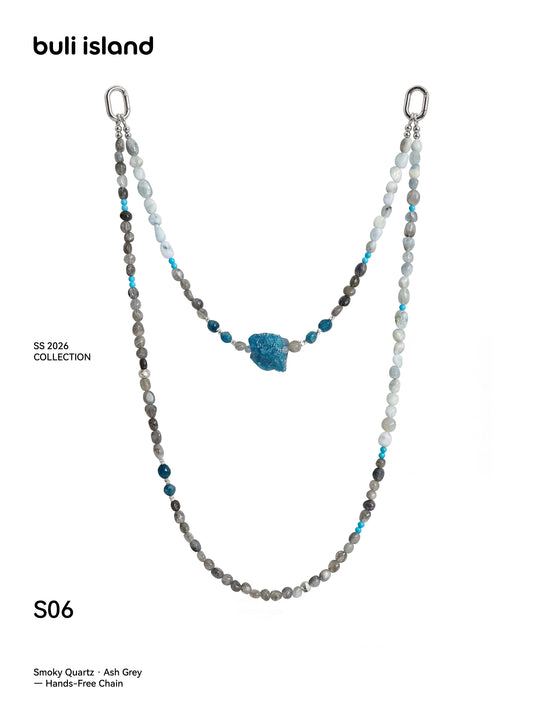 Smoky Quartz · Ash Grey — Hands-Free Chain