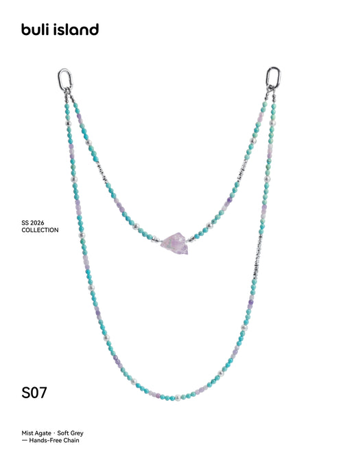 Mist Agate · Soft Grey — Hands-Free Chain