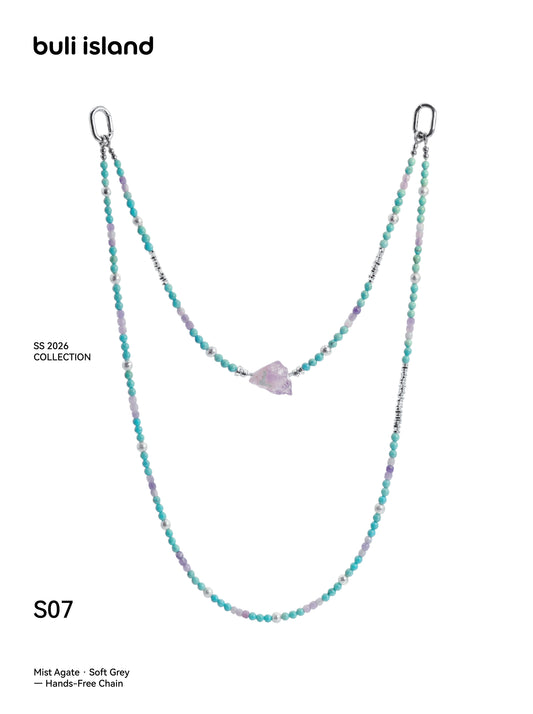 Mist Agate · Soft Grey — Hands-Free Chain