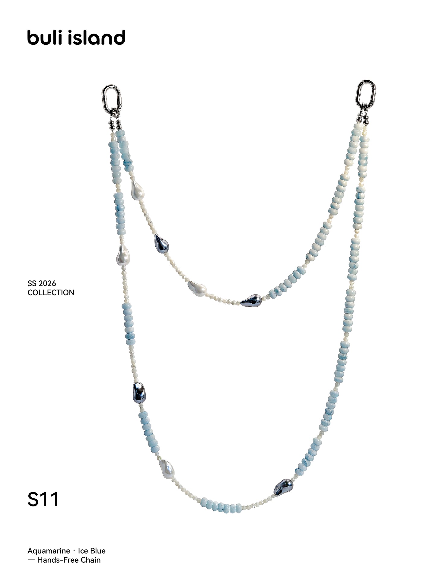 Aquamarine · Ice Blue — Hands-Free Chain