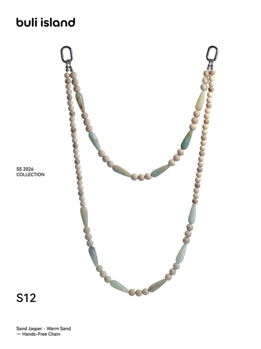 Sand Jasper · Warm Sand — Hands-Free Chain