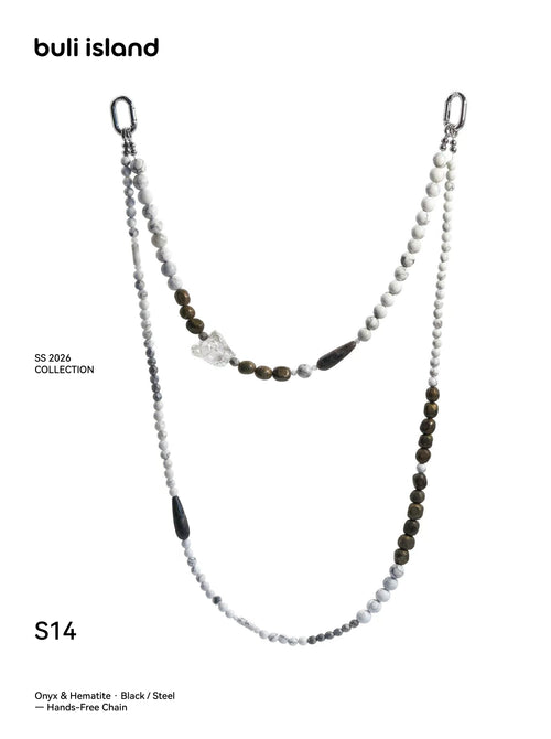Onyx & Hematite · Black / Steel — Hands-Free Chain