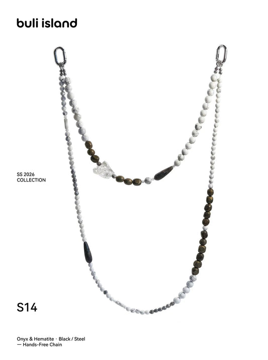 Onyx & Hematite · Black / Steel — Hands-Free Chain