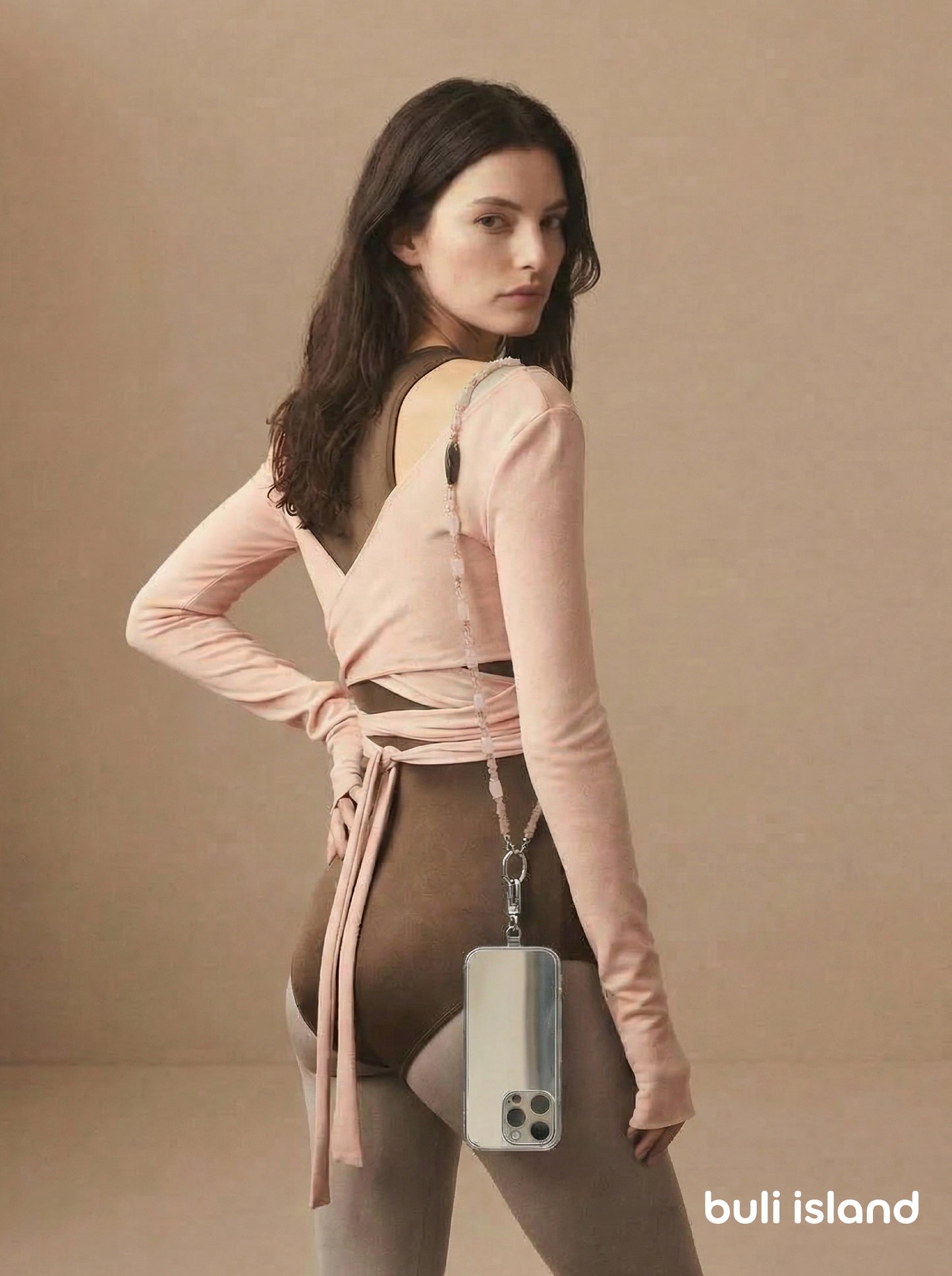 Peach Moonstone · Soft Peach — Hands-Free Chain