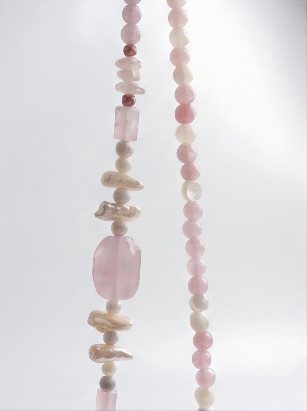 Rose Quartz · Dusty Rose — Hands-Free Chain