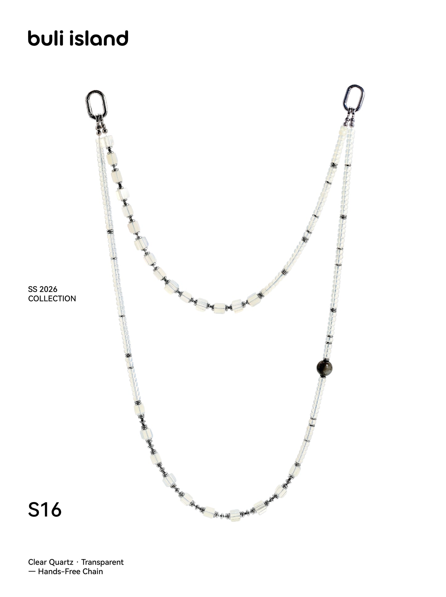 Clear Quartz · Transparent — Hands-Free Chain